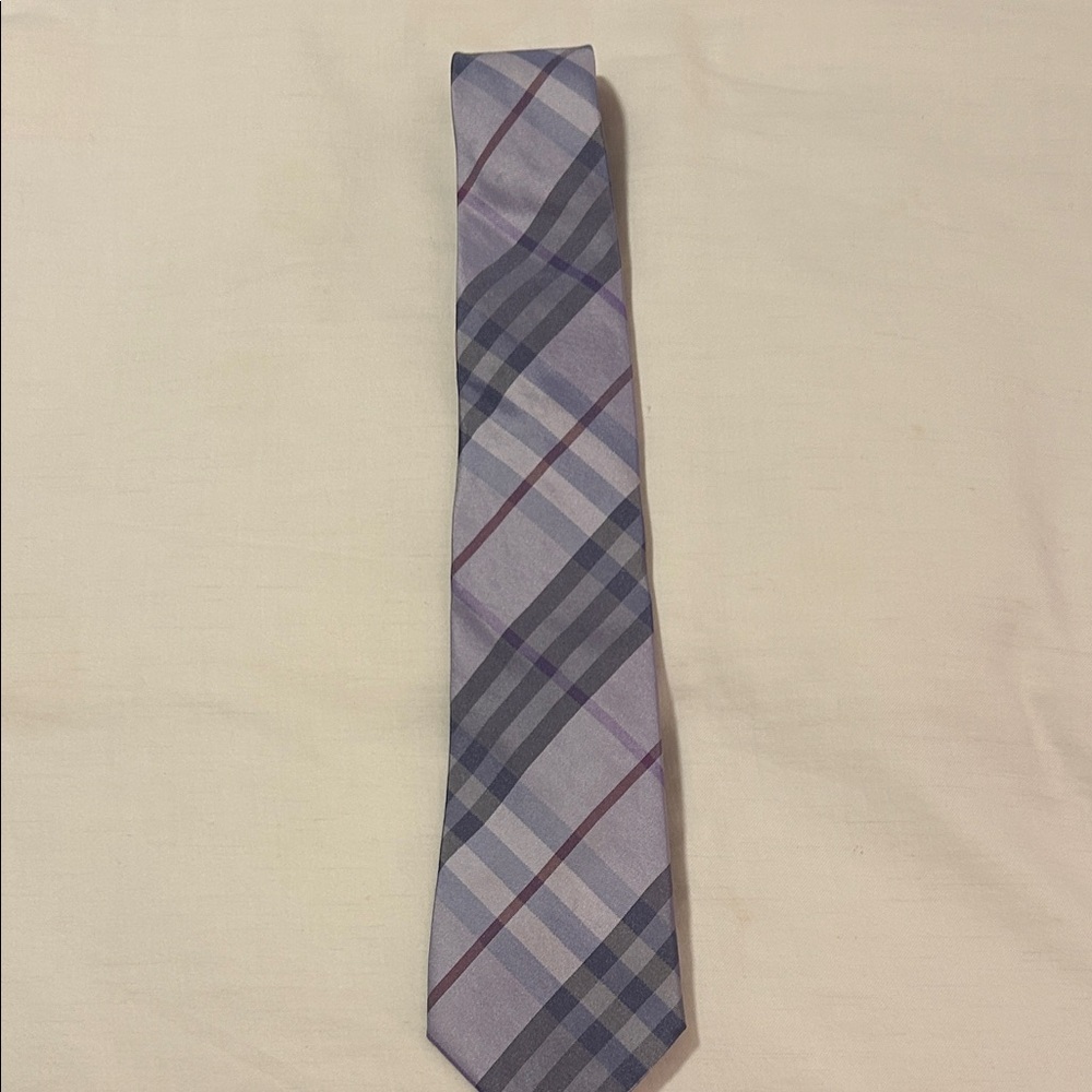 Burberry Checkered Tie in Blue and Purple